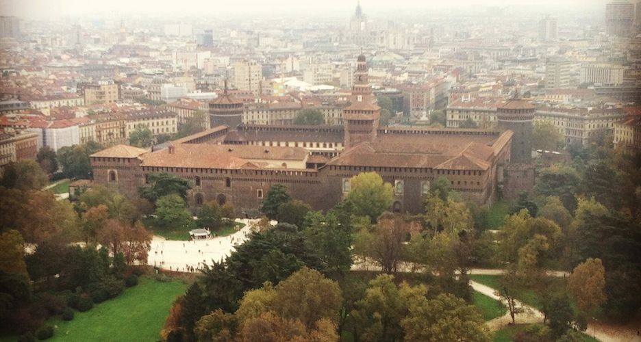 XV century Castello Sforzesco, seen from top of Torre Branca - Parco Sempione
