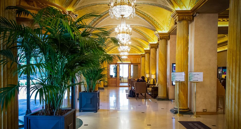 The impressive interior at The Westin Palace Hotel, Milan